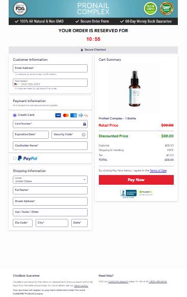 Pronail Complex Secured Checkout Form